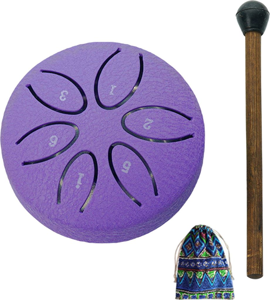 Stahltrommel, 7,6 cm (3 Zoll), 6 Töne, Regenspiel für Garten und Terrasse, Mini-Chakra-Trommel, kleine ätherische Handpan-Trommel mit Schlägel ...