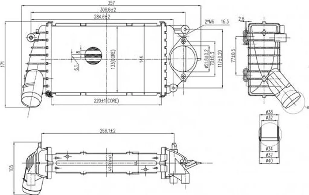 Radiatore Turbocompressore HART 637 068 OE 6E0145805B per Arosa Polo