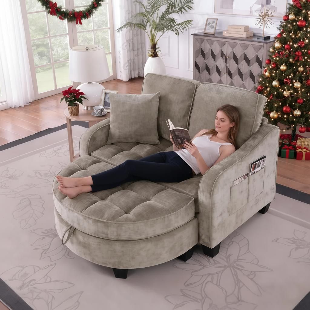 okwish 2-v-1 Rozkládací postel Modulární pohovka Lounge Obrázek produktu 