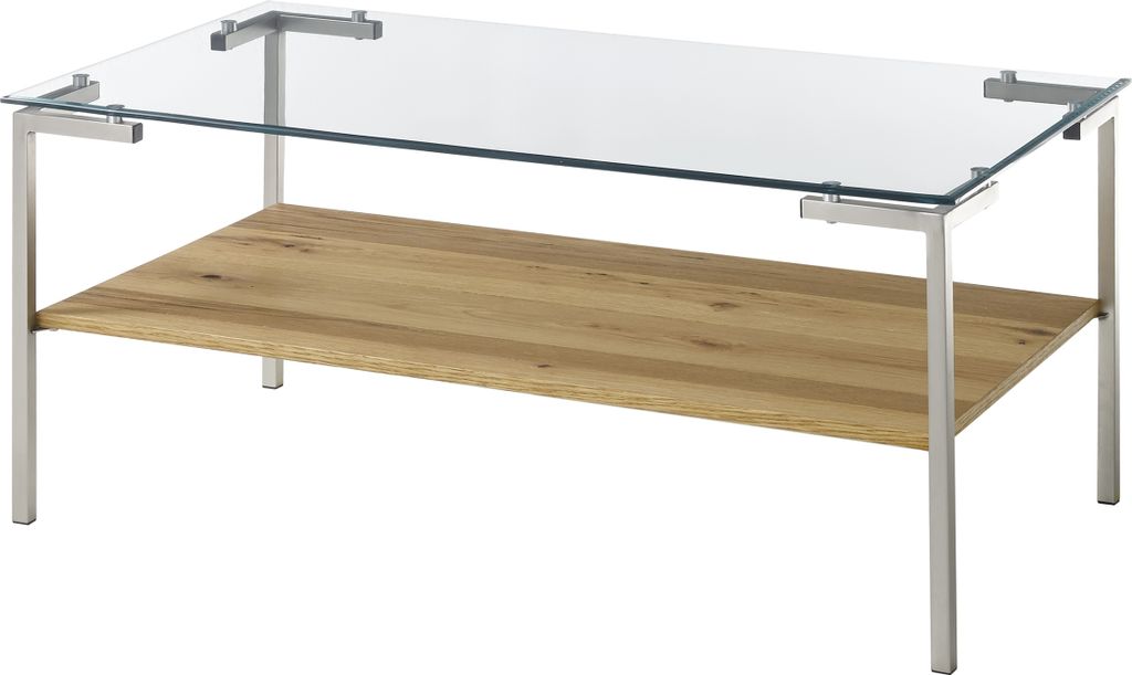 Couchtisch "GLASGOW" aus Glas, Metall in holzfarben. Abmessungen (BxHxT) 110x46x60 cm