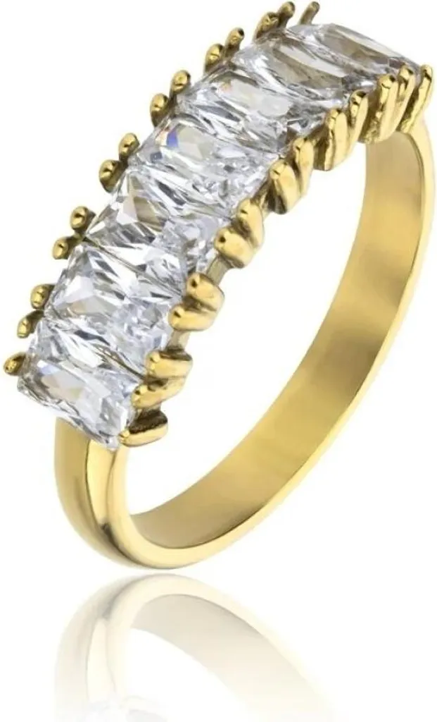 Bague Leila White MCR23061G en plaqué or et zircon cubique, taille 52