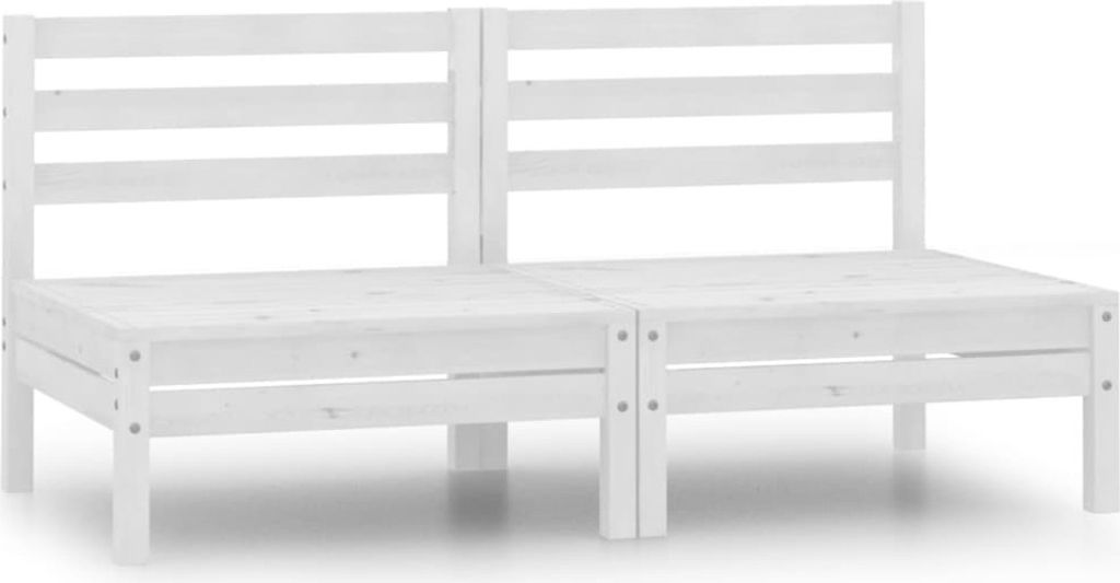 Garten-Mittelsofas 2 Stk. Weiß Kiefer Massivholz
