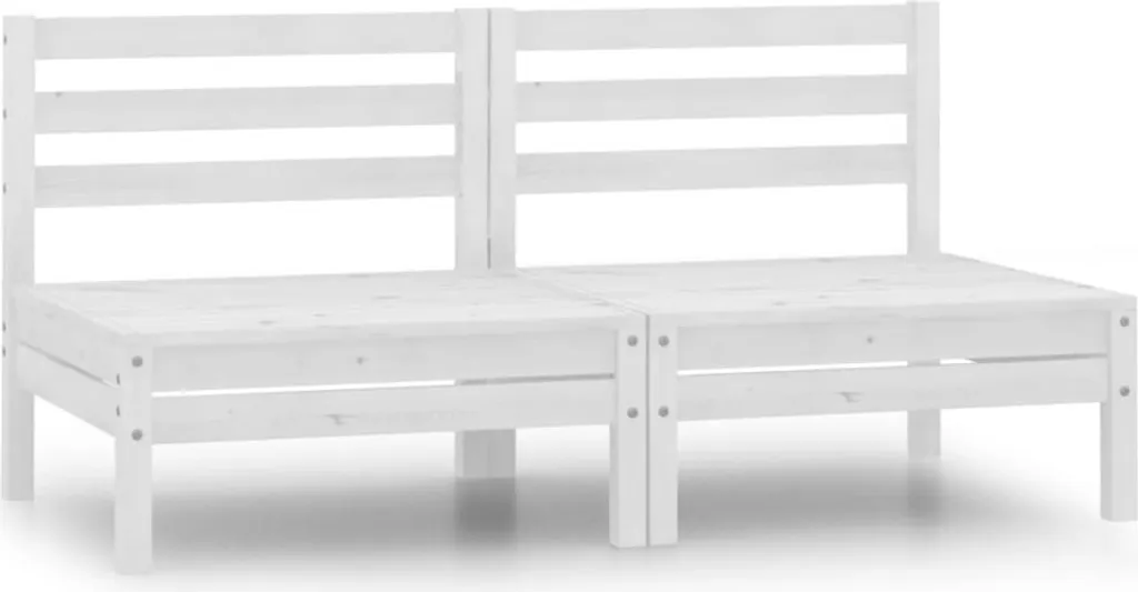 Divano da Giardino Bianco The Living Store | Set 2 Pezzi Legno Vero