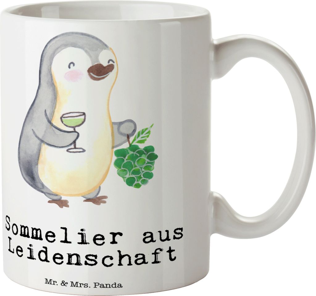 Mr. & Mrs. Panda Trinkbecher Sommelier Leidenschaft - Weiß - Geschenk, Kaffeebecher, Tasse, kaffeetasse bedruckt, Kaffeepott, Bedruckte
