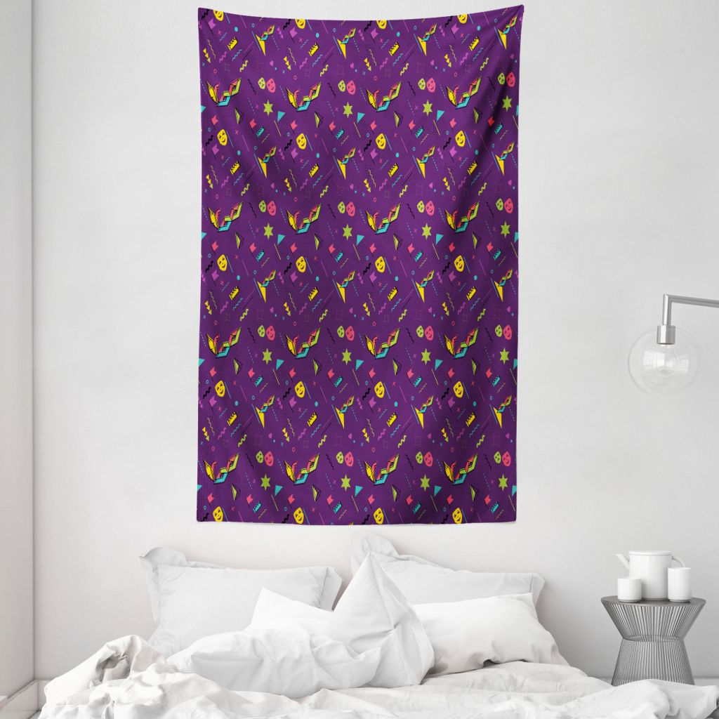 ABAKUHAUS New Orleans Wandteppich und Tagesdecke, Moderne Mardi Gras aus Weiches Mikrofaser Stoff Waschbar ohne Verblassen Digitaldruck, 140 x 230 ...