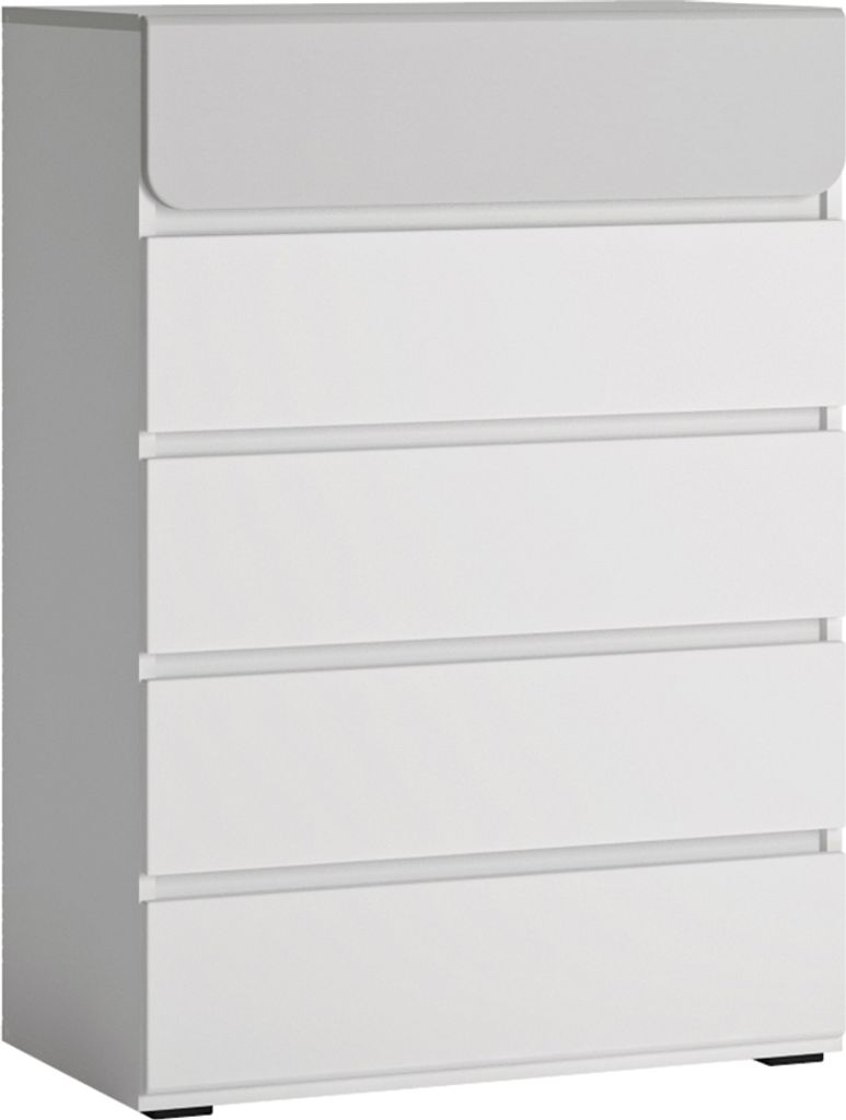 Kommode 5 Schubladen weiß, grau FLINT-129