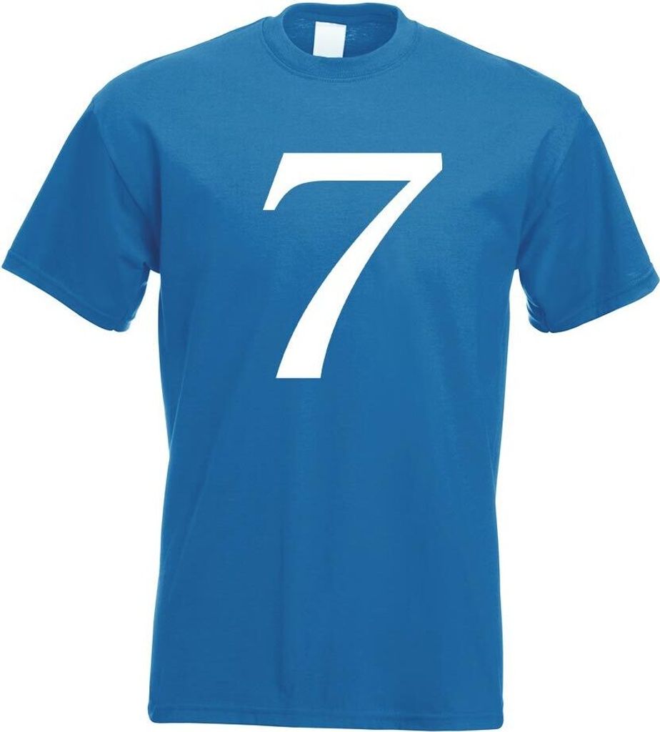 Kiwistar - T-Shirt - royal - Zahl 7 - Zahlen Nummern Motiv Bedruckt Funshirt Design Print - mit Motiv Bedruckt - Funshirt Design - Sport - Freizeit...