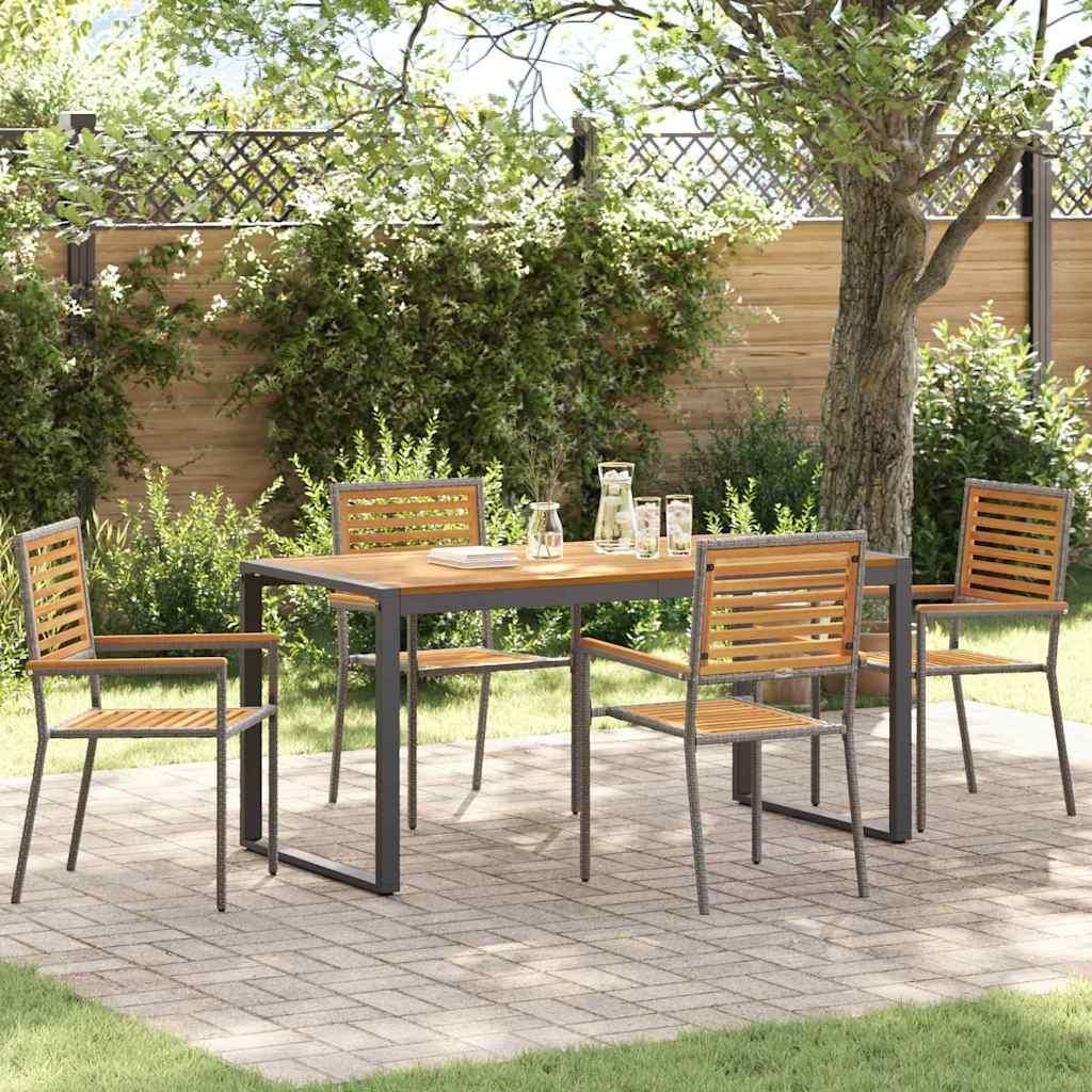 "Schlussverkauf" Garten Essgruppe - 5 pcs - Grau und Braun Poly-Rattan - Gartenstühle C21