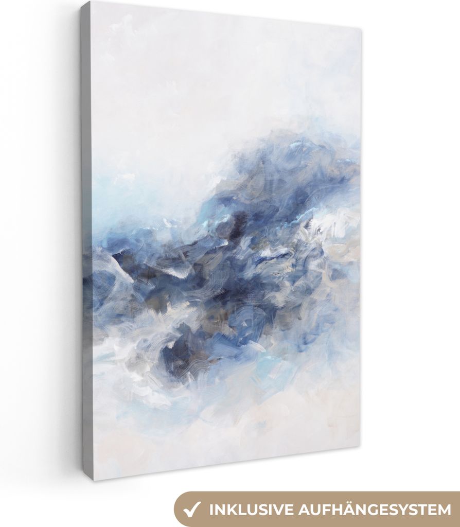 OneMillionCanvasses - Leinwandbilder - 90x140 cm, Farbe - Malerei - Abstrakt - Blau, Wandbilder Kunstdruck Wanddekoration - Foto auf Leinwand - G...
