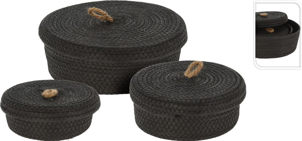 Koszyk do przechowywania z pokrywką BlackTwist - zestaw 3 Zdjęcie produktu 