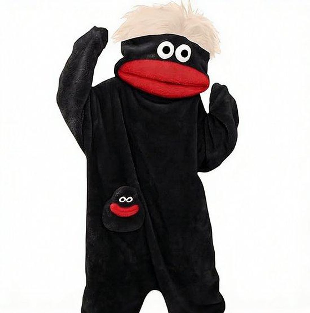 Silly Onesie Schwarzer Plüsch Monster Onesie Pyjama – Produktbild 