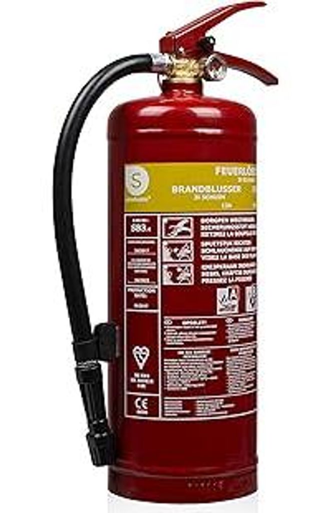 Smartwares FEX-15230 (SB3.4) Schaum Feuerlöscher 3L Klasse AB Stahl mit Halterung und Druckregler, DIN EN3 konform