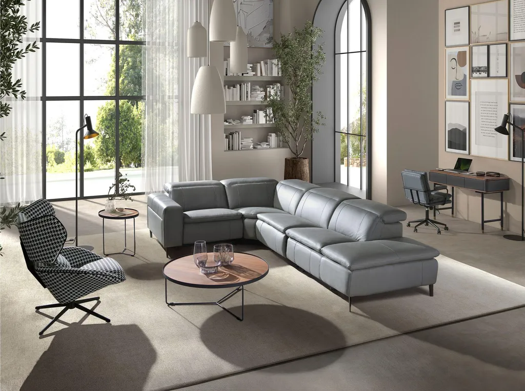 Table d'angle design noyer naturel et structure acier noir 2028