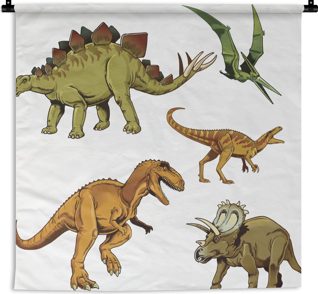 MuchoWow Wandteppich Wandbehang Dinosaurier - Zeichnung - Jungen - Kinder 90x90 cm Tapisserie Dekoration Wandtuch - Wandaufhänger