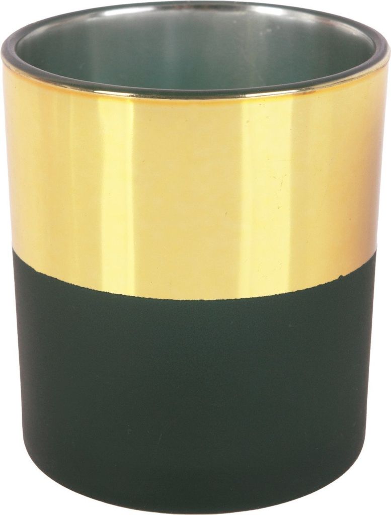 TrendLine Deko Glas Teelichthalter 7 x 8 cm gold schwarz