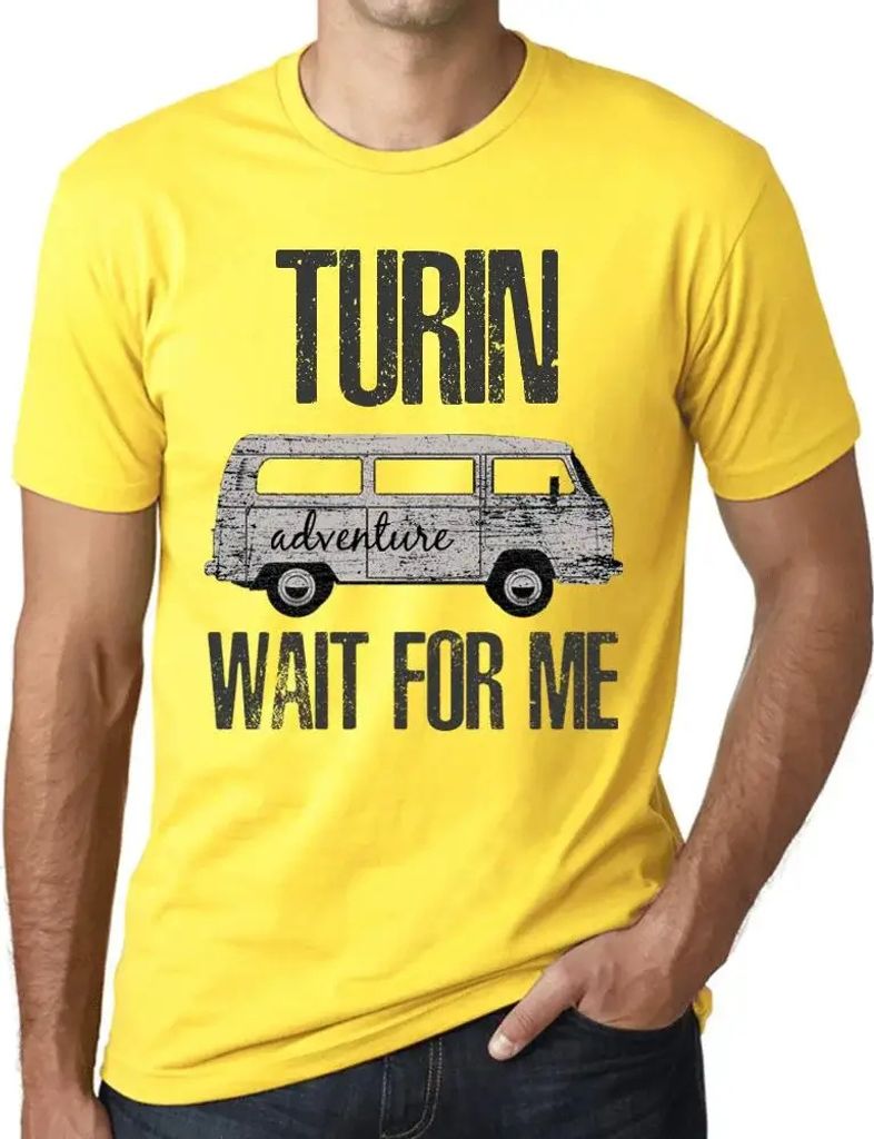 Herren Grafik T-Shirt Das Abenteuer wartet in Turin auf mich – Adventure Wait For Me In Turin – Öko-Verantwortlich Vintage Jahrgang Kurzarm Lu...