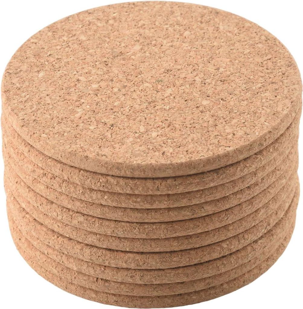 Runde Korkuntersetzer - wiederverwendbar und absorbierend - 10 Stück - 90 mm
