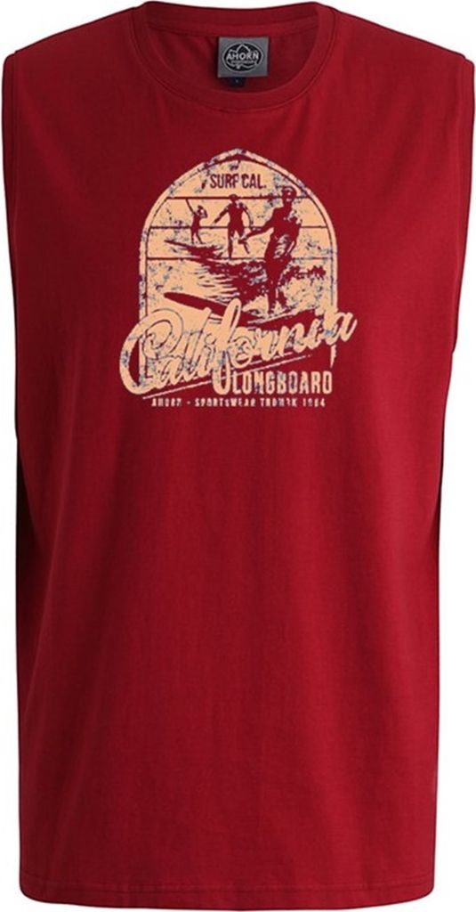 Übergrößen Tanktop California Longboard beige AHORN SPORTSWEAR dark red 9XL