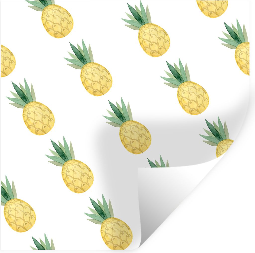 MuchoWow Wandtattoo Wandsticker Wandaufkleber Ananas - Obst - Schablonen 80x80 cm Selbstklebend und Repositionierbar - Wierderverwendbar - Selbst...