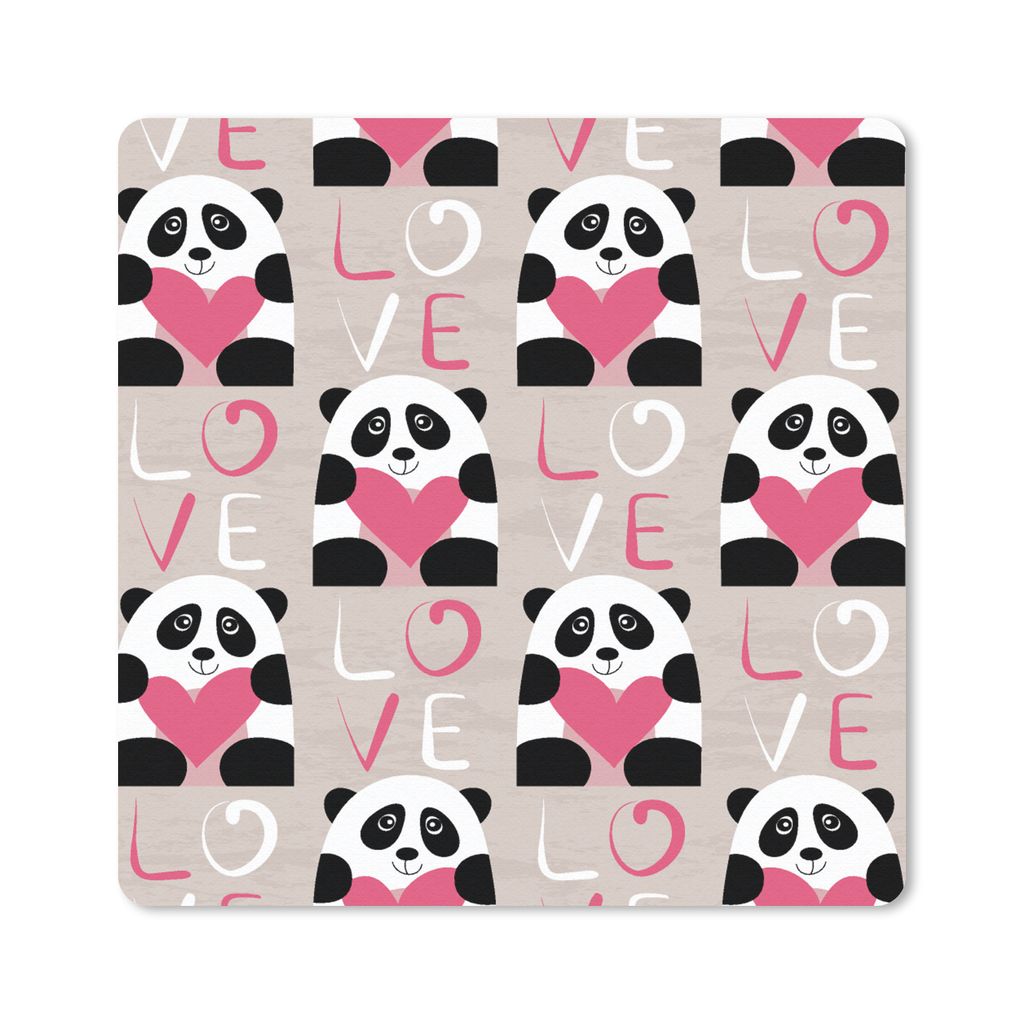MuchoWow Mauspad Mousepad Herzen - Panda - Muster 20x20 cm - Mousepads - Maus Mat - Pad - Mausunterlage - Desk Mat - Bureauartikeln