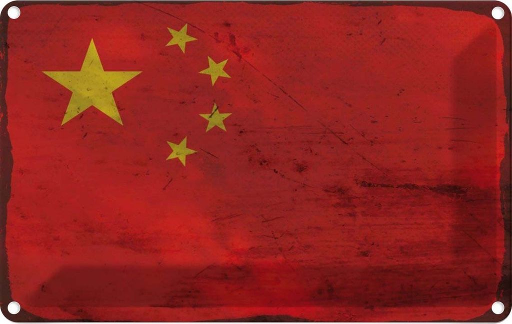 vianmo Blechschild 12x18 cm China Rost Flagge Fahne Wappen