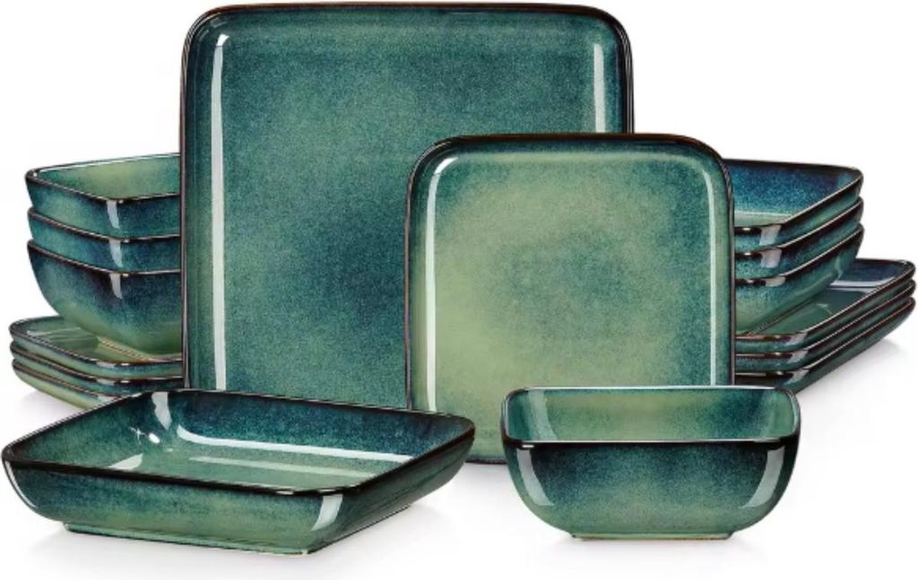Regal Serviesset – 4-teilig – 4 Personen – Grün Keramik – Frühstücksteller – Elegant & Zeitlos