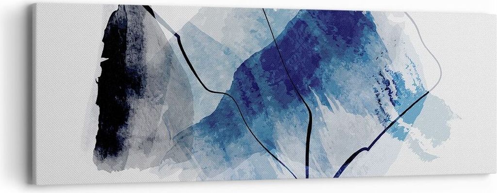 Bild auf Leinwand - Leinwandbild - Einteilig - Blau Schwarz Abstraktion - 90x30cm - Wand Bild - Wanddeko - Wandbilder - Leinwanddruck - Bilder - Wa...