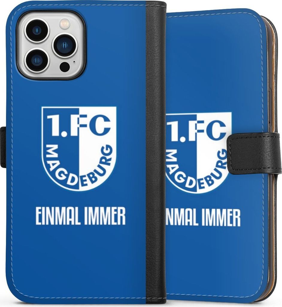 DeinDesign Klapphülle für Apple iPhone 13 Pro Max Handytasche Lederhülle Tasche Offizielles Lizenzprodukt Wappen 1. FC Magdeburg