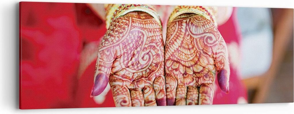Bild auf Leinwand - Leinwandbild - Einteilig - Hände orientalisch Muster - 90x30cm - Wand Bild - Wanddeko - Wandbilder - Leinwanddruck - Bilder - ...