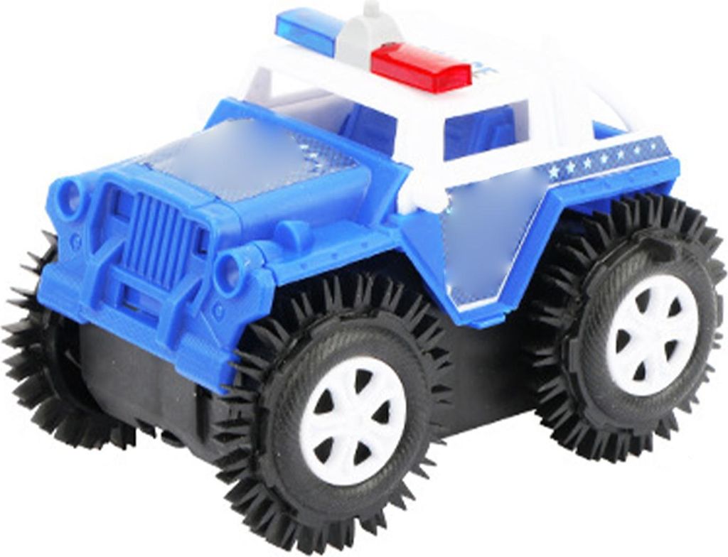 Elektrischer Kipp-Truck für Kinder, automatische Stunt-Simulation, polizeiliches Fahrzeugspielzeug für Jungen und Mädchen, Blau, Weiß