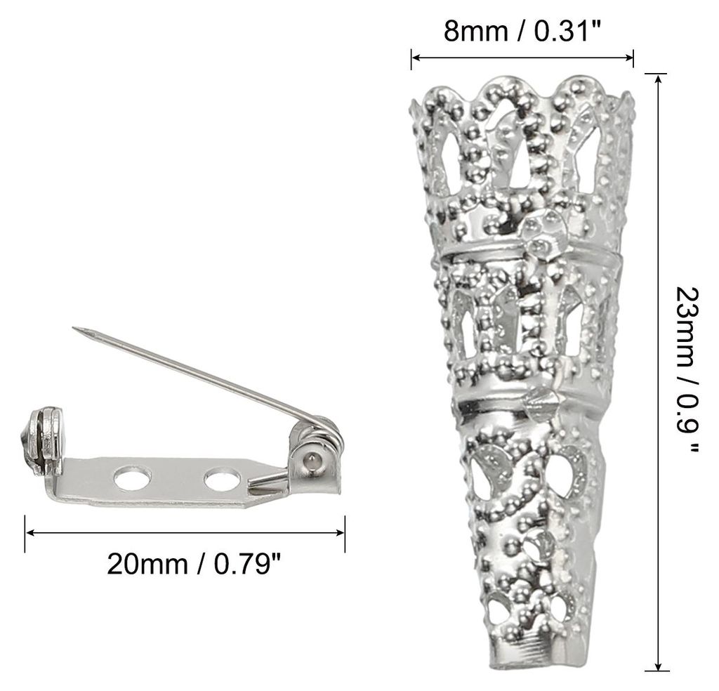 23mm Corsage Dekorativer Halter, 6 Stk Broschenstift Vasentasche Boutonniere Halter mit Stabstiften fš¹r Hochzeitsfeier DIY Basteln, Silberton