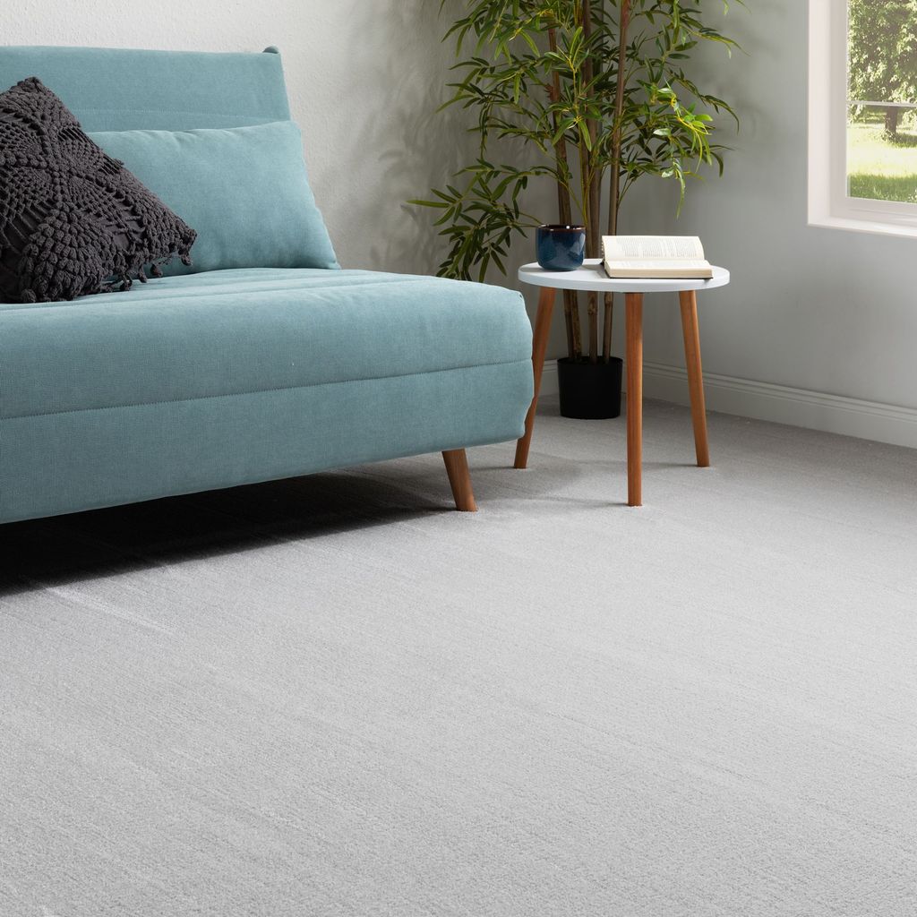 Steffensmeier Teppichboden Lipari Meterware | Auslegware für Kinderzimmer Wohnzimmer Schlafzimmer | Silber, Größe: 300x400 cm