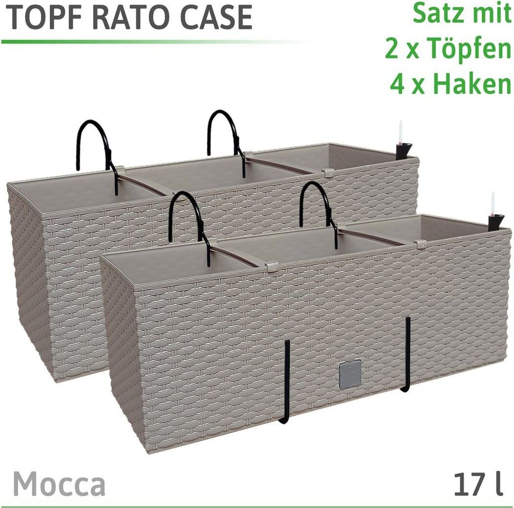 PAFEN 2v1 Set 2x balkón Box Kvetináč Ratanový vzhľad 4 Obrázok produktu 10