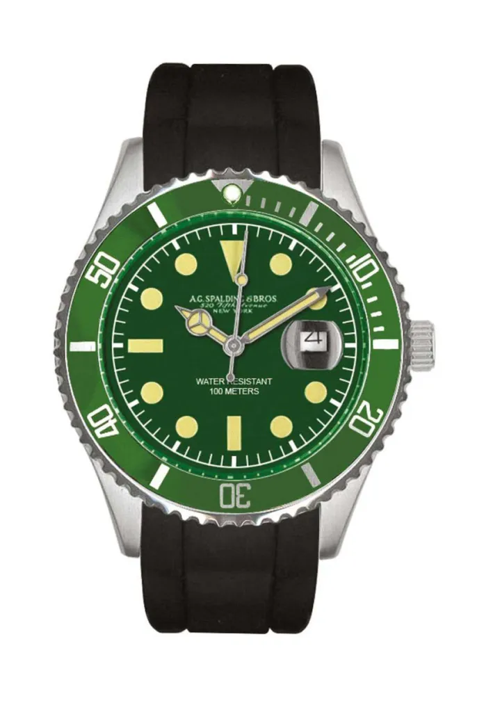 Montre de Ville Homme A.G. Spalding & Bros. Coloris Noir et Vert Sport