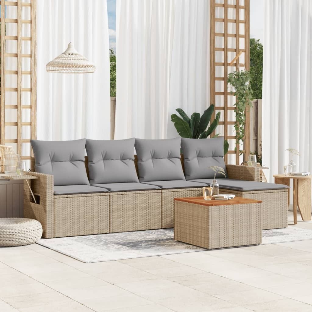 Maison Exclusive - 6-tlg. Garten-Sofagarnitur mit Kissen Beige Poly Rattan