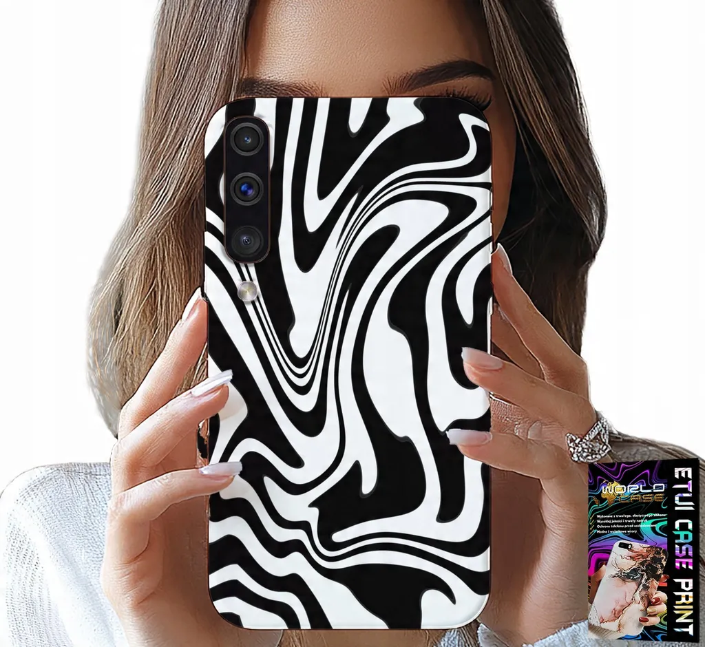 Custodia Per Samsung Galaxy A70 - Bianco E Nero Astratto + Vetro Hart