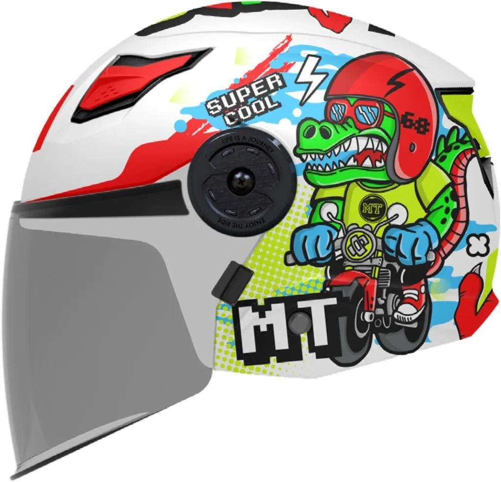 Casque Moto Enfant Léger MT OF514 Lite Dino avec Visière Anti-Rayures