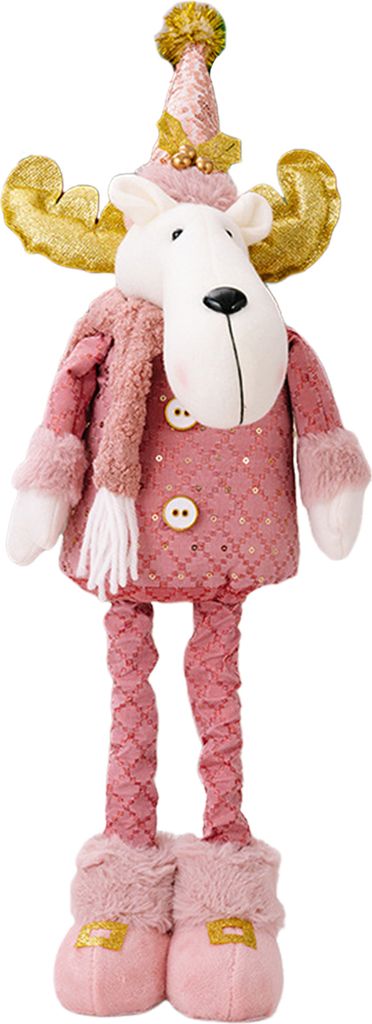 Weihnachtsplüschpuppe mit Teleskopbeinen, Elch, Schneemann, Weihnachtsmann, rosa Puppe, Spielzeug, Schreibtischfigur für den Innen- und Außenber...