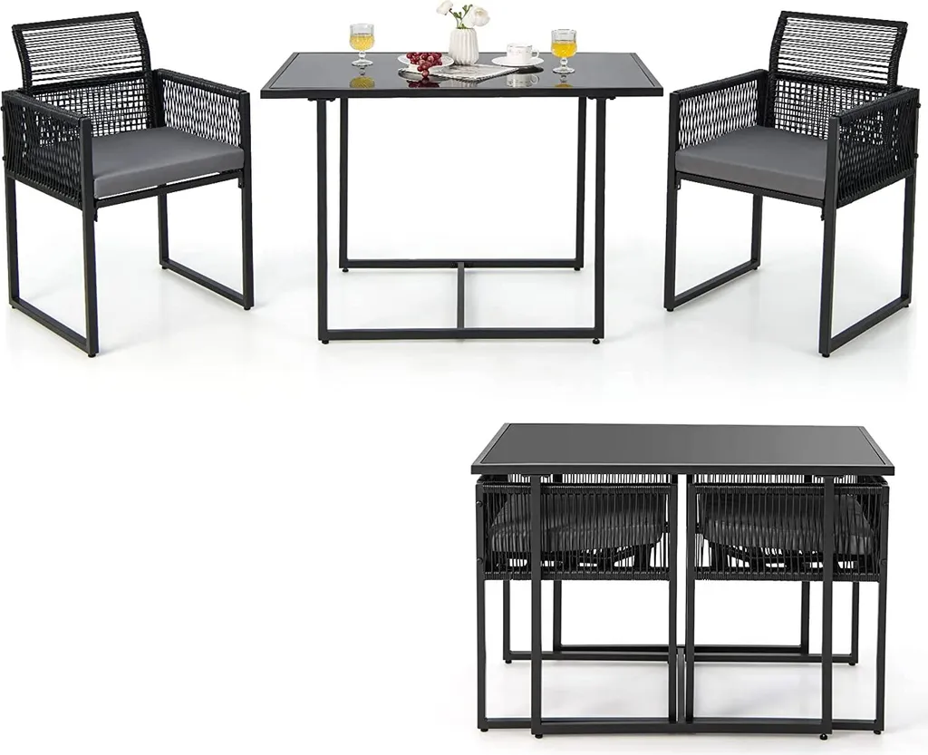 Meuble de Balcon Gain de Place, Ensemble Jardin Encastrable contre Encombrement