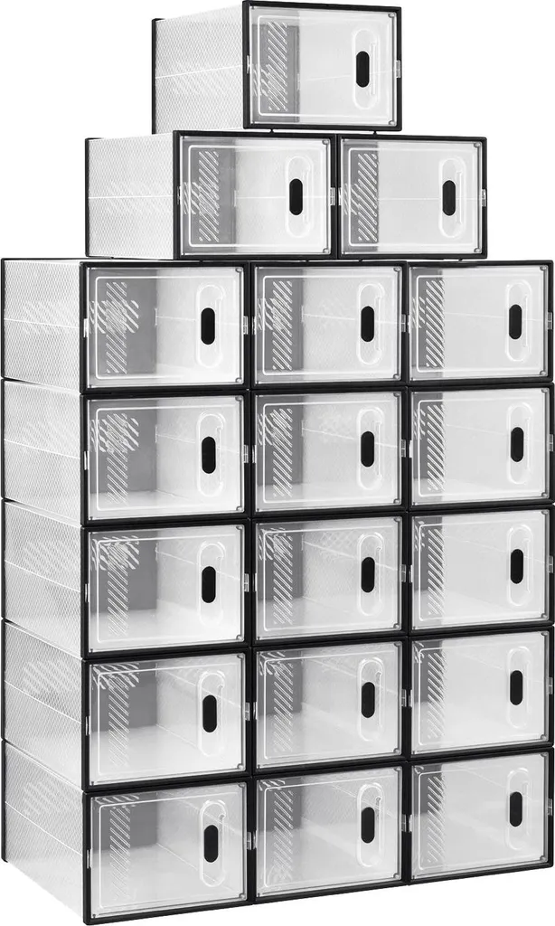 Boîte à Chaussures Magnétique et Pliable - Set de 18 Rangements Transparents