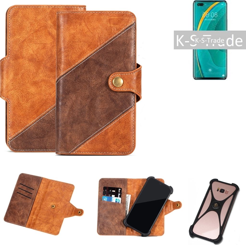 K-S-Trade Handy-Hülle Schutz-Hülle Bookstyle Case Wallet-Case kompatibel mit Huawei Honor 7C Handy Cover Bumper Kantenschutz Smartphone dunkelbraun