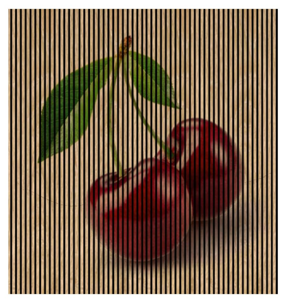 Akustikpaneele mit Digitaldruck Kirsche01 19 x 2253 x 2400 mm Kirschen MDF PET-Fasern Wandpaneele Rot Grün Weiß 4 Einzelplatten