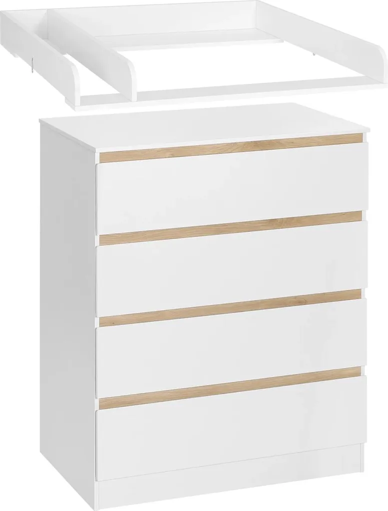 Table à langer gain de place avec 4 tiroirs bois blanc - Commode Bébé - 2