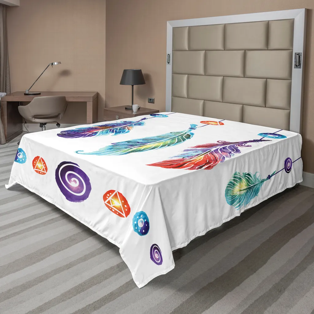 Drap de lit doux et vivant imprimé soleil astral bohème 260x228 cm