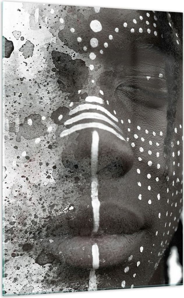 Bilder auf glas - Einteilig - Afrikanisch Autochthon Gesicht - 70x100cm - Glasbilder - Wandbilder - Bilder - Wanddekoration aus Glas - Glas Bilder ...