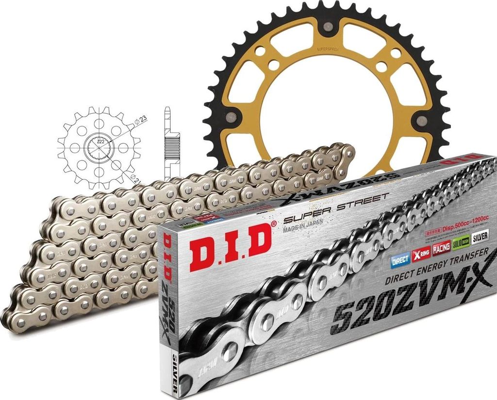 DID Kit Stealth (gold) Kompatibel mit Yamaha XTZ660 Tenere 91-95 15-45-110 DID520ZVM-X(S&S) Endlos