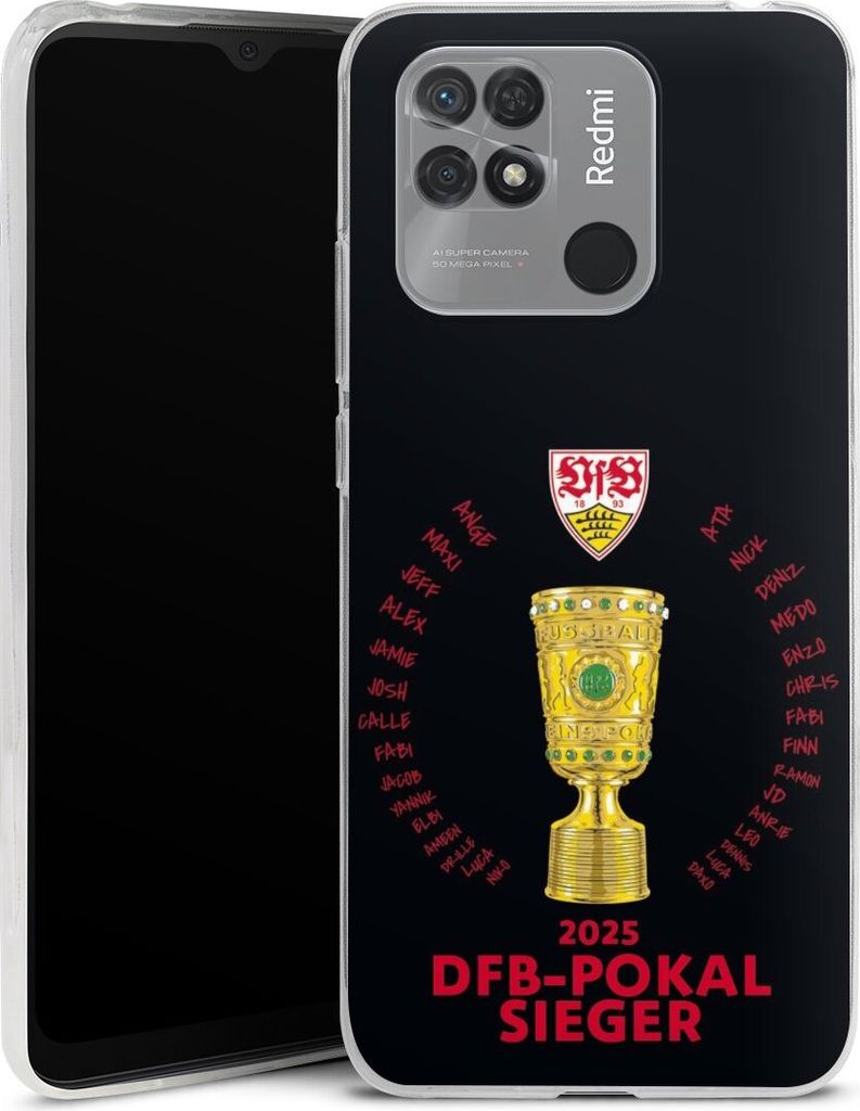 DeinDesign Slim Hülle für Xiaomi Redmi 10C Silikon Case Ultra Dünn Handyhülle Offizielles Lizenzprodukt Pokal VfB Stuttgart