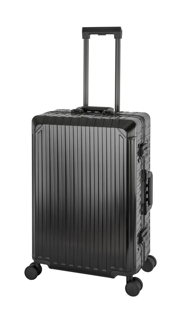 Travelhouse Tokyo Alu Reisekoffer Schwarz M-66cm Hartschalenkoffer Reisetrolley Suitecase Trolley 2X TSA Zahlenschloss 4 Doppelräder 360° Rollen...