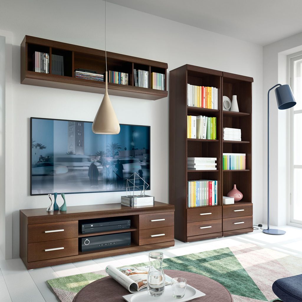 Wohnwand Wohnzimmer Nussbaum IMPERIA-129