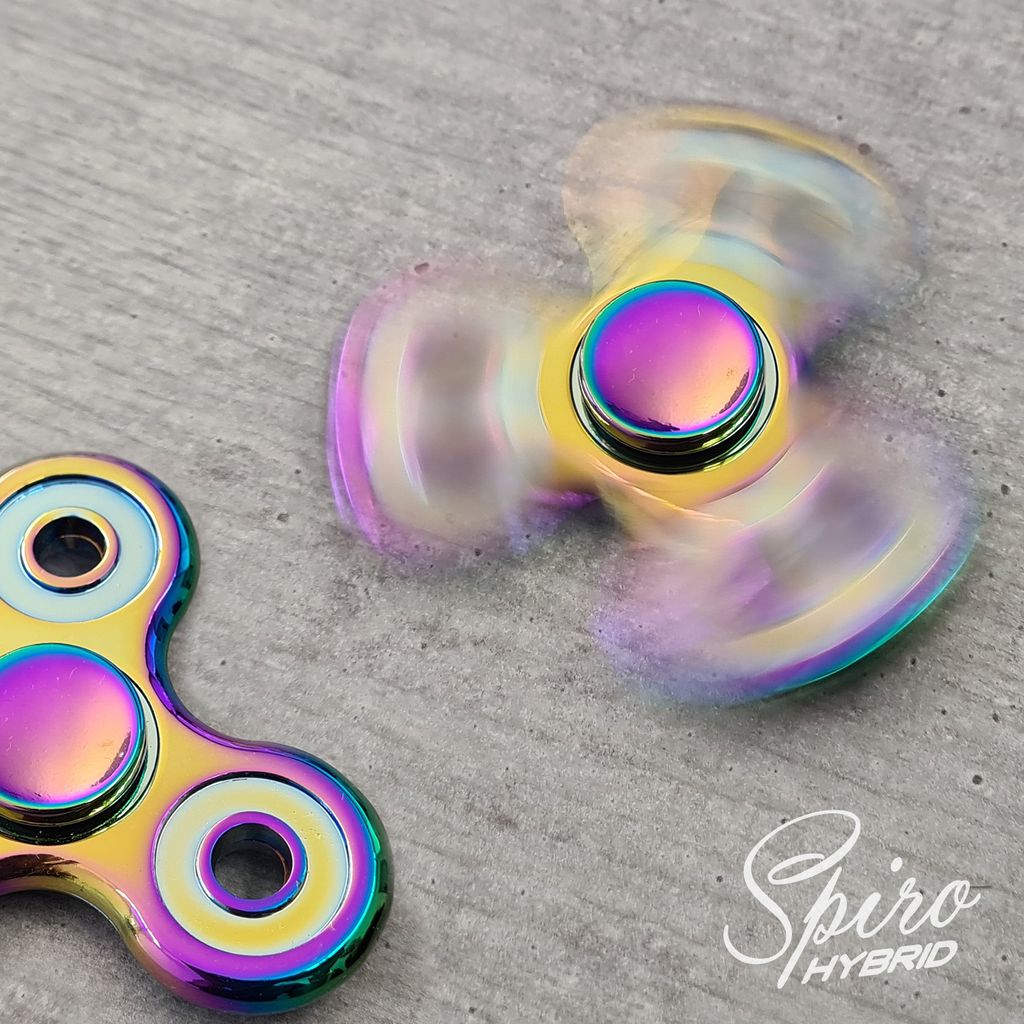 Fidget Spinner Metall Edition Hand Spiner Finger Regenbogen Kreisel Anti Stress Spielzeug Rainbow Chrome (Modell 1 - inkl. Tasche)